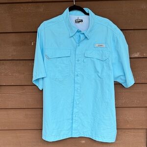Habitat Men’s Short-Sleeve Button-Down Shirt in Aqua Blue size Large